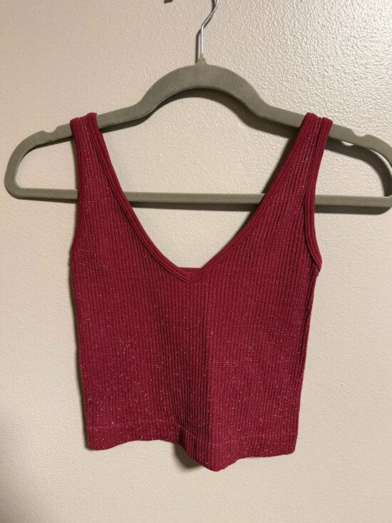 Free People Tops - Free People Ribbed Shimmer Crop Tank XS/S